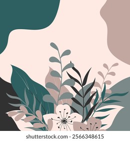 spring background with floral composition and copy space