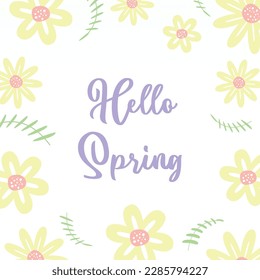 spring background with floral decoration, text editable. Template for banner, poster, social media, greeting card.