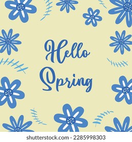 fondo primaveral con decoración floral, texto editable. Plantilla para banner, afiche, medios sociales, tarjeta de saludo.