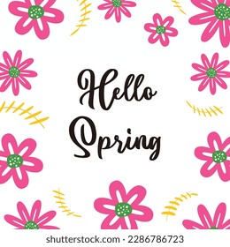spring background with floral decoration, text editable. Template for banner, poster, social media, greeting card.