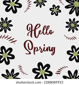 spring background with floral decoration, text editable. Template for banner, poster, social media, greeting card.