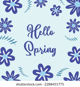 fondo primaveral con decoración floral, texto editable. Plantilla para banner, afiche, medios sociales, tarjeta de saludo.