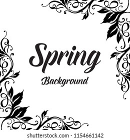 Spring background with floral hand draw vector illustration