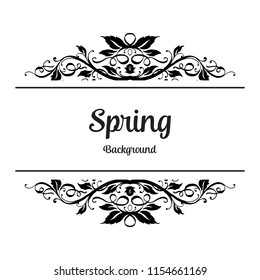 Spring background with floral hand draw vector illustration