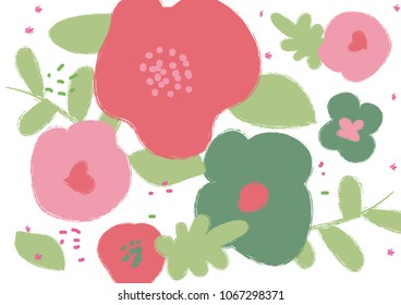 Spring Background Floral. Vector design with flowers and leaves. Style and Modern Floral Painting template for banner, ad, e-commerce, e-mail, card, invitation.