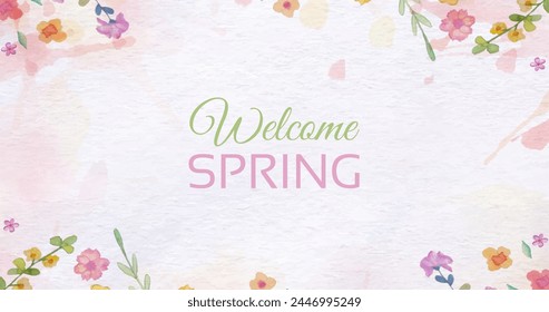 Spring background with floral watercolor details vector design in eps 10