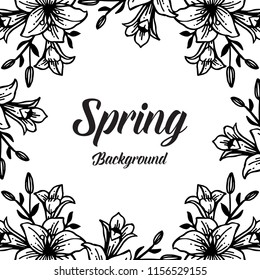 Spring background with flower hand draw vector illustration