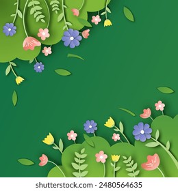 Spring Background. Flower background. Spring season. paper cut and craft style. vector,illustration.