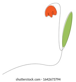 Spring background. Flower tulip one line drawing design. Vector illustration