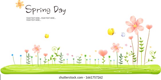 Spring background with flower.  vector Illustration