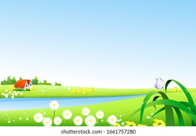 Spring background with flower.  vector Illustration