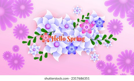 Spring background with flowers in flat style. Abstract nature spring background vector