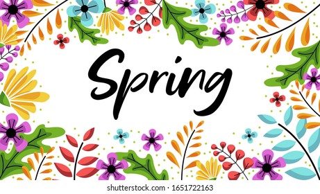 Fondo primaveral con flores de color. Banner perfecto para promociones, revistas, publicidad, sitios web. Ilustración del vector