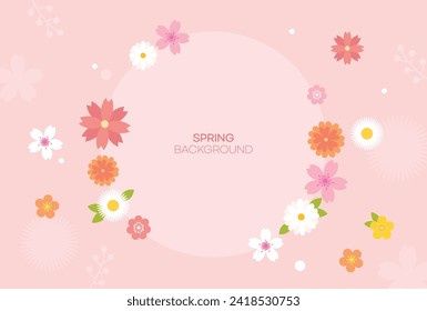 Fondo de primavera con flores y hojas verdes