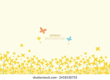 Spring background with flowers and green leaves