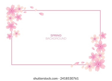 Spring background with flowers and green leaves