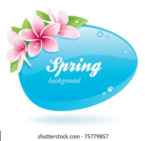 Spring background of glossy bubble decorated with flowers