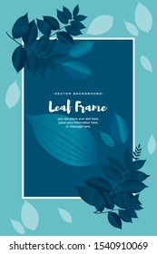 Spring background with green leaves - Foliage frame on green background vector