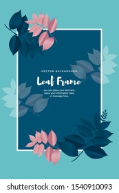 Spring background with green leaves - Foliage frame on green background vector