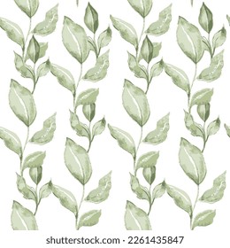 Fondo primaveral con hojas verdes sin costura. Ilustración vectorial. fondo de color agua