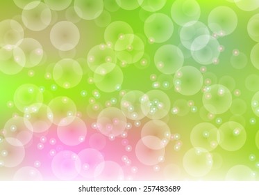 Spring background. Green and pink colors. Vector illustration