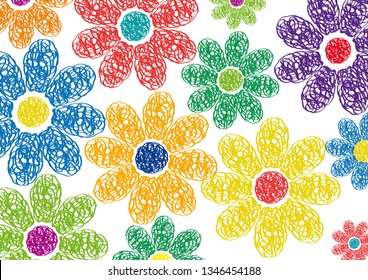 Spring Background. Hand drawn flowers. Vector illustration
