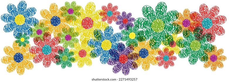 Spring Background. Hand drawn flowers