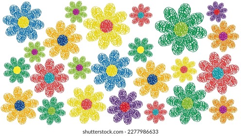 Spring Background. Hand drawn flowers
