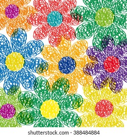 Spring Background. Hand drawn flowers
