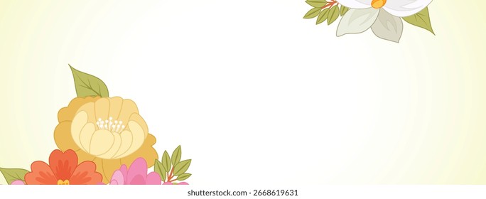 Spring background with hand-drawn flowers featuring botanical elements and artistic floral design