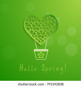 spring background with a heart balloon