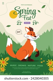 Spring Background. Hello Spring season. Cartoon Vector illustration design for Poster, Banner, Flyer, Greeting, Card, Cover, Post, Promotion. beautiful and colorful plants, leaves and flowers.