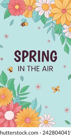 Spring Background. Hello Spring season. Cartoon Vector illustration design for Poster, Banner, Flyer, Greeting, Card, Cover, Post, Promotion. beautiful and colorful plants, leaves and flowers.