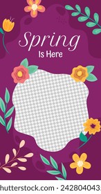 Spring Background. Hello Spring season. Cartoon Vector illustration design for Poster, Banner, Flyer, Greeting, Card, Cover, Post, Promotion. beautiful and colorful plants, leaves and flowers.