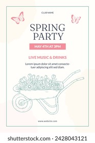 Spring Background. Hello Spring season. Cartoon Vector illustration design for Poster, Banner, Flyer, Greeting, Card, Cover, Post, Promotion. beautiful and colorful plants, leaves and flowers.