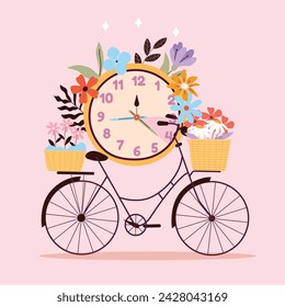 Spring Background. Hello Spring season. Cartoon Vector illustration design for Poster, Banner, Flyer, Greeting, Card, Cover, Post, Promotion. beautiful and colorful plants, leaves and flowers.