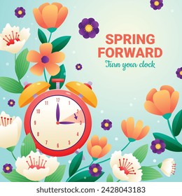 Spring Background. Hello Spring season. Cartoon Vector illustration design for Poster, Banner, Flyer, Greeting, Card, Cover, Post, Promotion. beautiful and colorful plants, leaves and flowers.