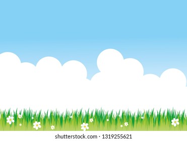 spring background with hills and flowers