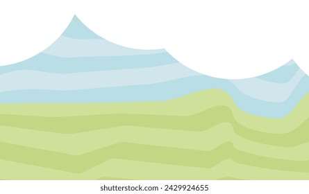 Spring background. Holiday retro abstract banner template with grass sky and cloud . Card with decoration. Vector simple illustration.