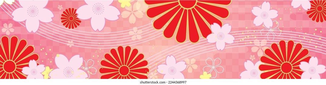 Spring background illustration. A beautiful background with Japanese patterns.