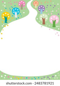Spring background illustration with flower trees in full bloom