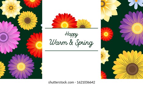 Spring background illustration vector. Flat flowers of spring background. Spring banner vector illustration