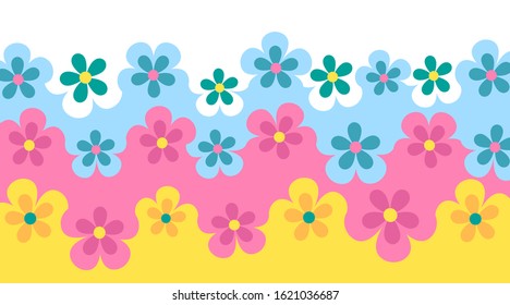 Spring background illustration vector. Flat flowers of spring background. Spring banner vector illustration