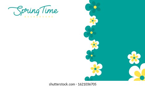 Spring background illustration vector. Flat flowers of spring background. Spring banner vector illustration