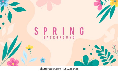 Spring background illustration vector. Flowers of spring background