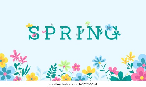 Spring background illustration vector. Flowers of spring background