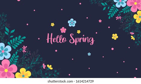 Spring background illustration vector. Flowers of spring background