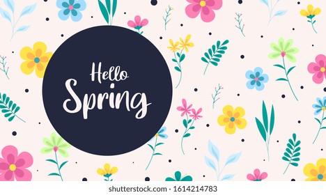 Spring background illustration vector. Flowers of spring background