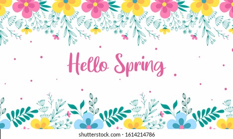 Spring background illustration vector. Flowers of spring background