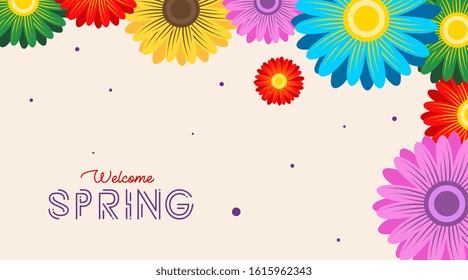 Spring background illustration vector. Flowers of spring background